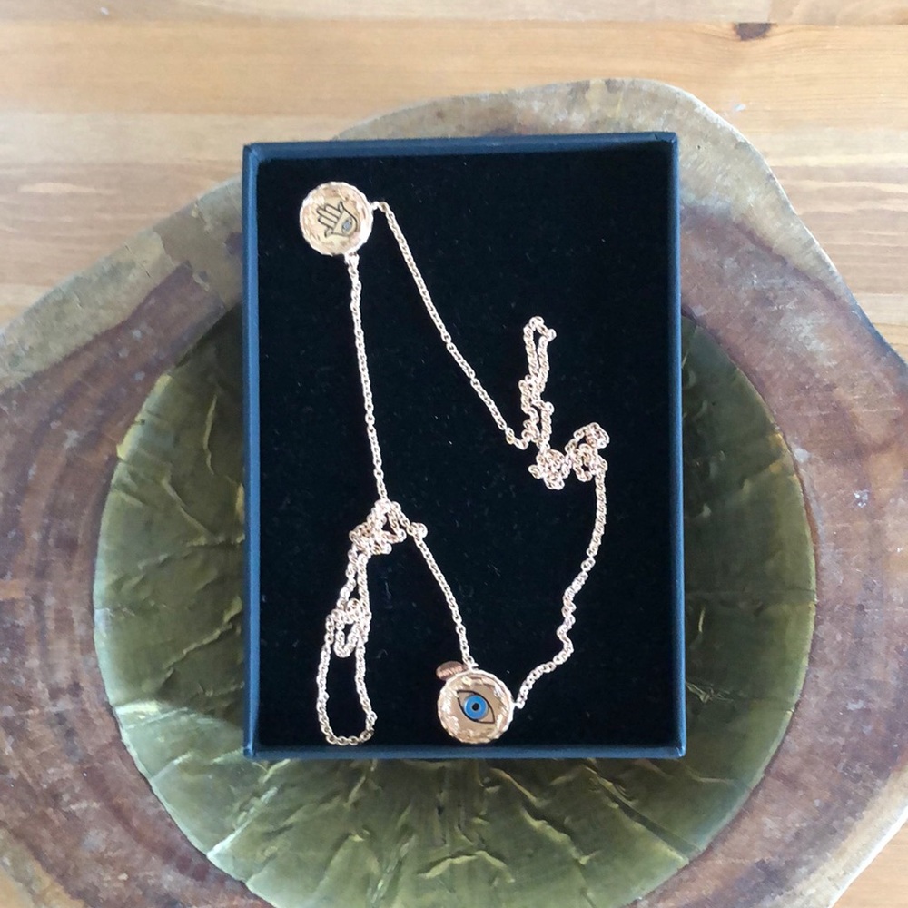 SHASHI rose gold double sided long necklace